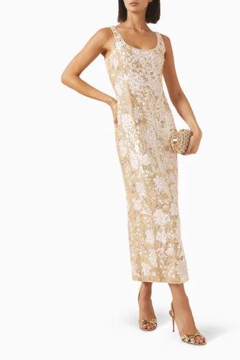 Wisteria Shimmer Ankle Dress in Georgette