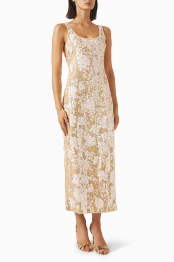 Wisteria Shimmer Ankle Dress in Georgette