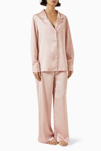 Grace Shirt & Pants Lounge Set in Satin