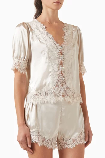 Adele Lace Pyjama Set in Satin