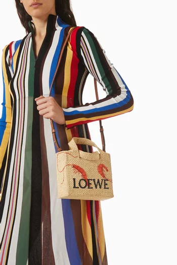 x Paula’s Ibiza Mini Font Shrimp Tote Bag in Raffia