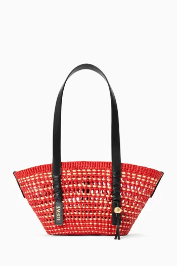 x Paula's Ibiza Small Braid Basket Bag in Iraca Palm & Calfskin
