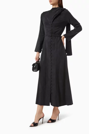 Draped Midi Dress in Stone-washed Silk