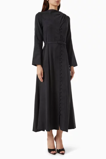 Draped Midi Dress in Stone-washed Silk