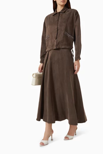Button-up Co-ord Set in Cotton-blend