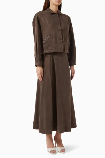 Button-up Co-ord Set in Cotton-blend