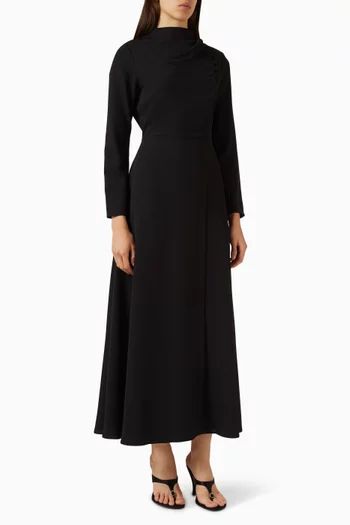 Draped Bodice Maxi Dress in Crepe