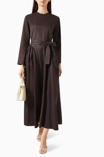 Belted Pleated Maxi Dress