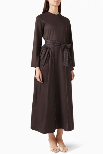 Belted Pleated Maxi Dress