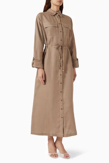 Shirt Midi Dress in Linen