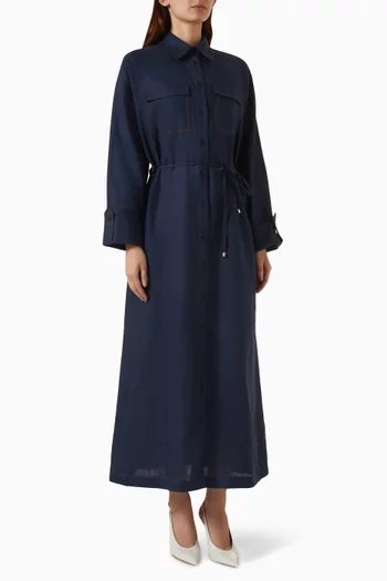 Shirt Midi Dress in Linen