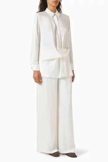 Draped Co-ord Set in Stone-washed Silk