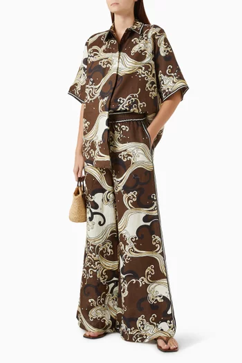 Otis Wave-print Pants in Linen