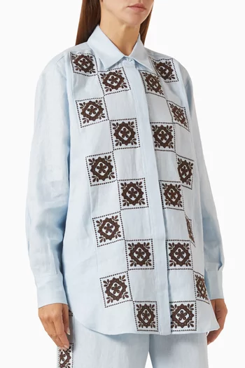 Grace Embroidered Shirt in Linen
