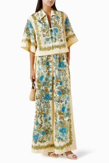 Sophia Floral-print Top in Linen