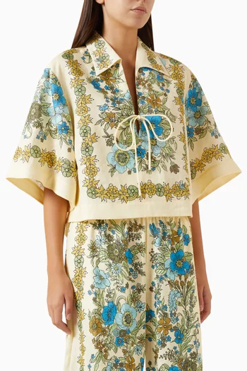 Sophia Floral-print Top in Linen