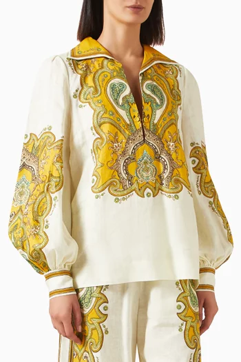 Porter Paisley-print Top in Linen