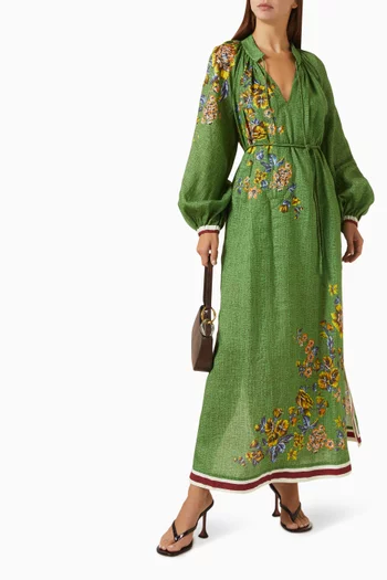 Phyllis Midi Dress in Ramie