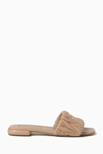 Slide Sandals in Matelassé Nappa