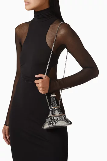 Eiffel Tower Bonjour Tower Crystal-embellished Clutch