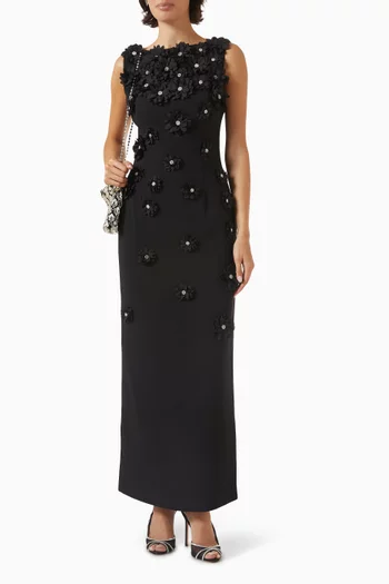 Dali Floral Appliqué Maxi Dress