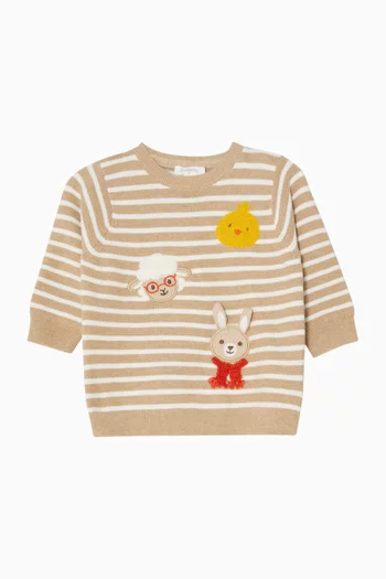 Easter Friends Striped Sweater in Cotton & Wool