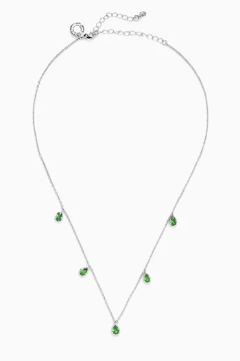 Bezel Pear-shaped CZ Necklace in Rhodium-plated Brass