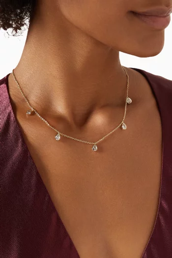 Bezel Pear-shaped CZ Necklace in Gold-plated Brass