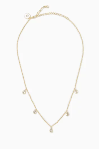 Bezel Pear-shaped CZ Necklace in Gold-plated Brass