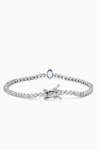 Bezel Round CZ Tennis Bracelet in Rhodium-plated Brass