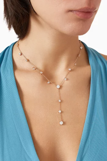 Round CZ Drop Necklace in Rhodium-plated Brass