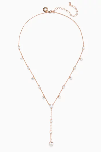 Round CZ Drop Necklace in Rhodium-plated Brass