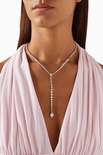 Round & Pear CZ Grad Y Drop Necklace in
