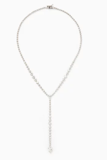 Round & Pear CZ Grad Y Drop Necklace in