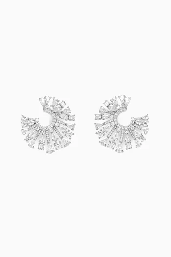 Pear Burst CZ Earrings in Rhodium-plated Brass