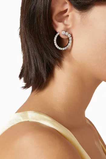 Round CZ Swirl Earrings in Rhodium-plated Brass