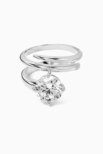 Round Coil Spiral Ring in Rhodium-plated Brass