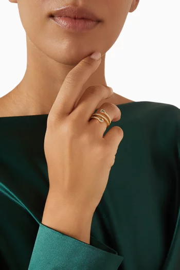 Bezel & Pear CZ Wrap Ring in Rhodium-plated Brass
