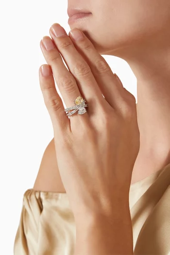 Mixed-Crystal CZ Ring in Rhodium-plated Brass