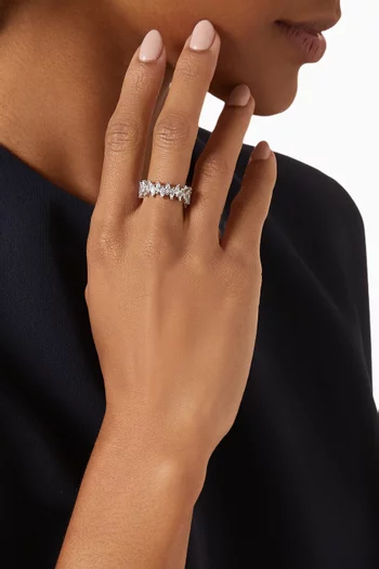 Marquis CZ Band Ring in Silver-plated Brass