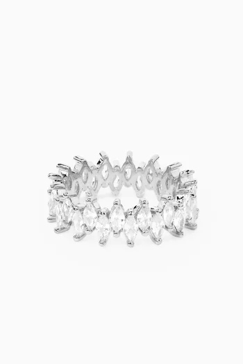 Marquis CZ Band Ring in Silver-plated Brass
