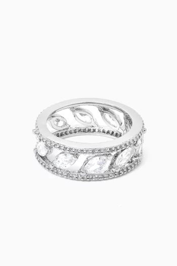 Marquis Pavé Frame Ring in Rhodium-plated Brass