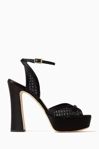 Sylvie 125 Platform Sandals in Sequin Mesh & Satin