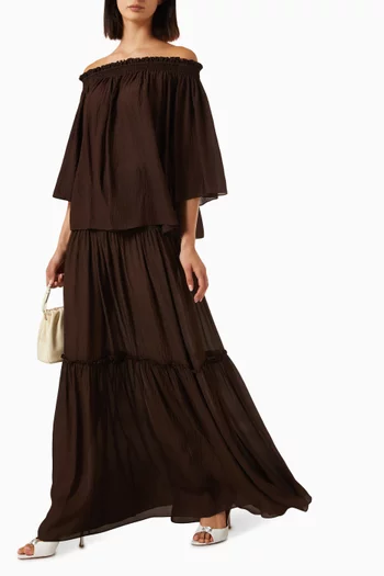 Folia Textured Maxi Skirt in Silk