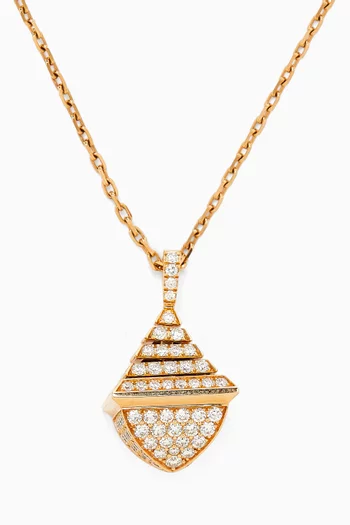 Cleo Rev Midi Full Diamond Pendant Necklace in 18kt Rose Gold