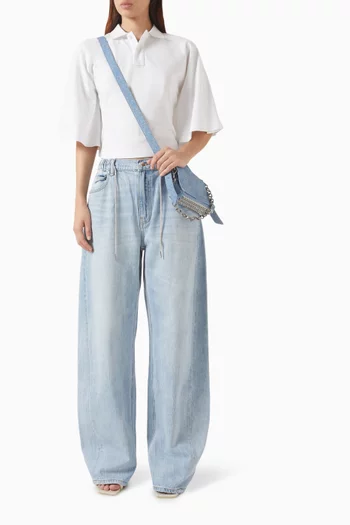 Crystal-drawcord Balloon Jeans in Denim