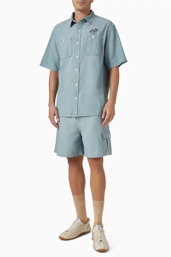 'KENZO Sounds' Short-sleeve Shirt in Cotton-denim