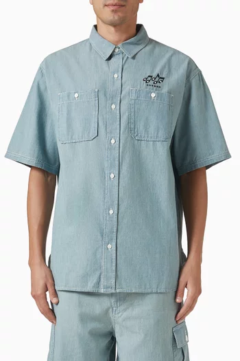 'KENZO Sounds' Short-sleeve Shirt in Cotton-denim