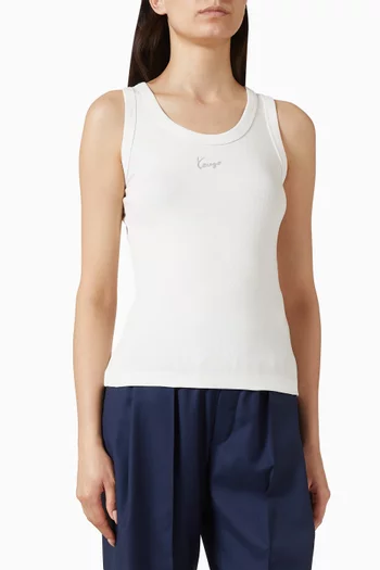 Signature Embroidered Tank Top in Cotton