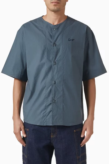 'KENZO Signature' Baseball Shirt in Cotton-poplin